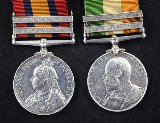 A pair of Queens South Africa and Kings South Africa medals to Driver J.E.Smith R.F.A